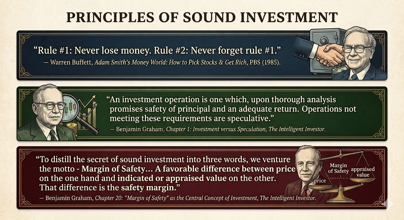 Price vs appraised value. Safety of principal and an adequate return.